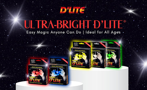 D'lite Magic Thumb Lightup Trick Set - 2 Original Ultra Bright Light Magic Fingers for Closeup & Stage Magic