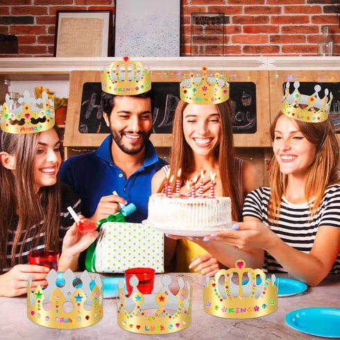 MGZTTHW Gold Paper Crowns, Diy Birthday King Crowns Craft to Decorate, Paper Prince Princess Crown Hats for School