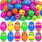 60 Pack Plastic Printed Easter Eggs, 2.4 Inch Fillable Empty Eggs Bulks