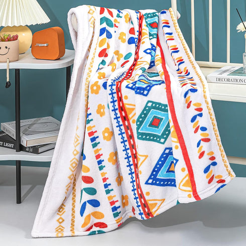 Cozy 30x40 Inch, Whale Flotilla Flannel Fleece Swaddle Blanket, Soft Warm Swaddle Toddler Blanket with Printed Geometry