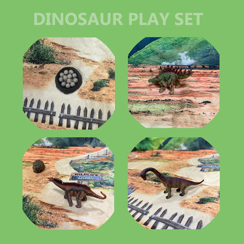 Dinosaur Toys for Kids 3-5, Realistic Jurassic Figures with Park Gate, Educational Play Set for Boys and Girls