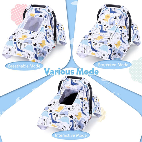 THE KENKYO Car Seat Cover for Babies, Breathable Carseat Cover for Boys Girls, Kick-Proof Infant Car Seat Canopy