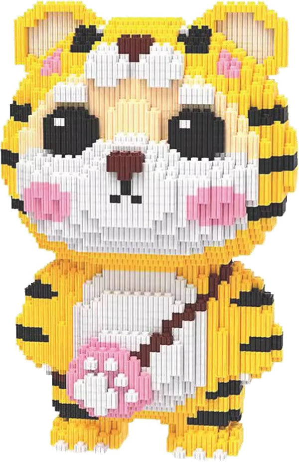 Tiger Micro Building Blocks Set - Big Wild Animals Mini 3D Building Toy Brick Safari Set for Children Aged 6+