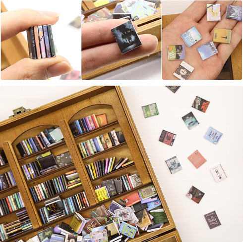 IAIHBBLY 150 Pcs Mini Books for Anxiety BookshelfMiniature Dollhouse Books Assorted Tiny Small Books Accessories