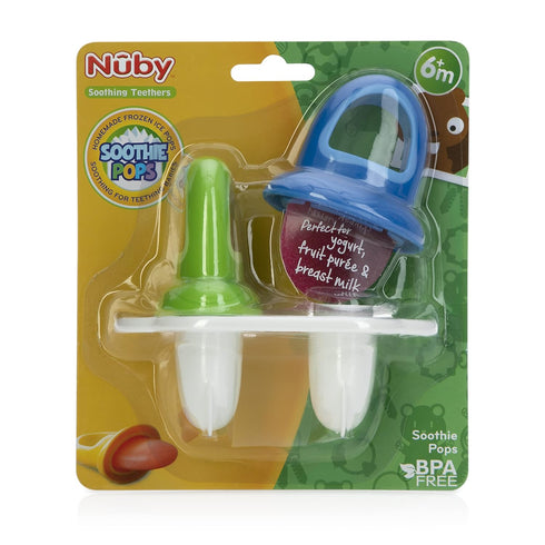 Nuby Garden Fresh Fruitsicle Frozen Pop Tray, 2 Piece, Blue/Green