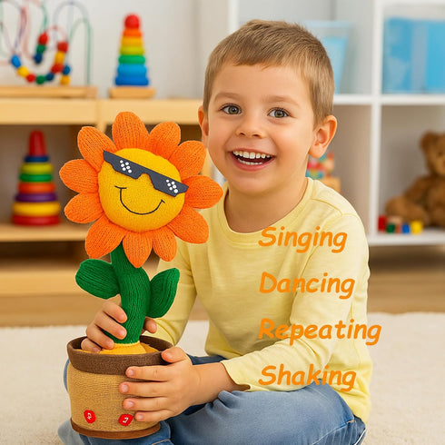 Kids,13.5 Easfan Dancing Sunflower Singing Talking Shaking Glowing Interactive Toy Repeats What You Say Electric Cute