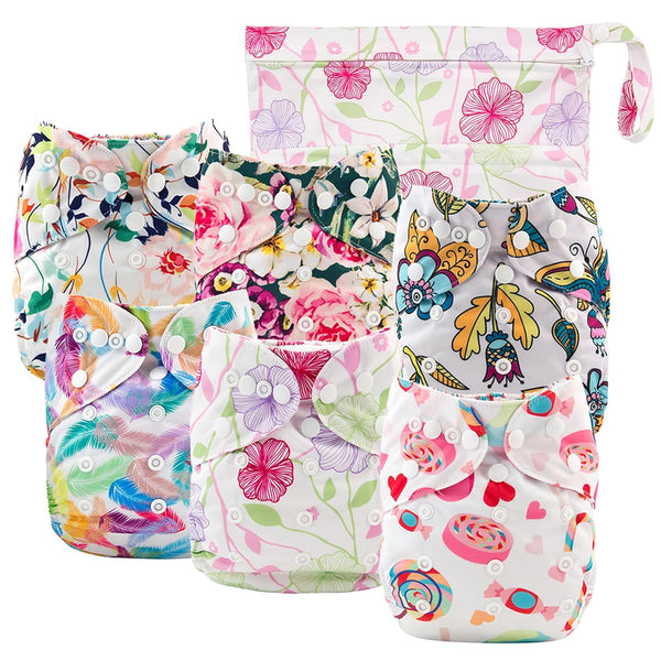 Babygoal Cloth Diaper Cover for Girls,Baby Adjustable Reusable Covers for Fitted Diapers