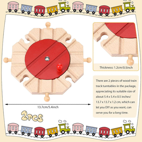2 Set 8 Syhood Pcs Wooden Train Track Expansion Way Turntables Brick Bridge Birthday Gift Fun Educational Toy for Girls
