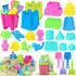 Beach Toys for Toddlers, Sand Castle Toys with 3 Buckets, 4 Shovels, Mesh Bag & Sand Molds for Kids Age 3-10