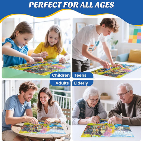 500 500 20.5 15 Pieces Puzzle for Adults,Lake Vacation Puzzle,House and Dogs Landscape Jigsaw Puzzles