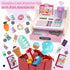 2-4 4-8, Wooden Cash Register for Kids, Rechargeable Kids Cash Register with Scanner, Pretend Play Cash Register Toy