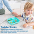 ECR4Kids My First Meal Pal Stainless Steel Forks, Toddler Silverware, 3-Pack, White, Light Grey
