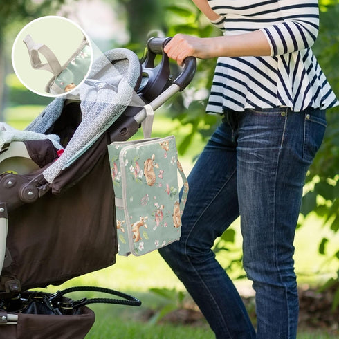 CHUROUSY Deer Portable Diaper Changing Pad with Wipes Holder, Woodland Fawn Foldable Baby Diaper Changer Travel Bag