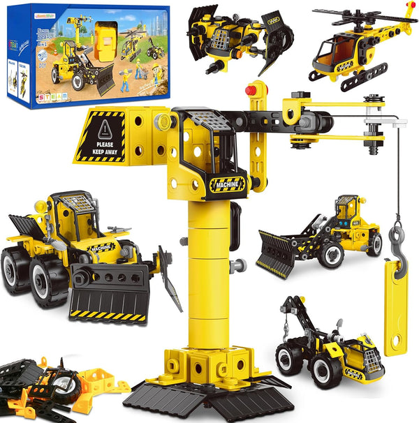 HOMETTER Building Toys for Ages 5-8, 6 in 1 Engineering Toys, STEM Learning Educational Building Set