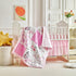 Set 3 Set Patchwork Crib Bedding Butterfly Plaid Floral Design Pieces Baby Girl Cute Quilted Comforter with Fitted