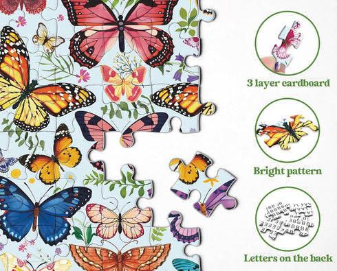1000 Pieces Butterfly Puzzles for Adults - Colorful Plant Flower Jigsaw Puzzle
