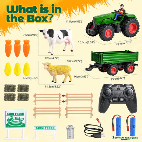 Set 2 3 4 5 6 7 8 FRUSE Remote Control Tractor Toy,RC Tractor & Truck and Trailer,Truck Toys with Rechargeable