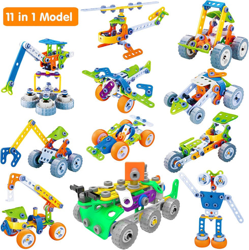 MOONTOY 11 in 1 STEM Toys for 4-8 Year Old Boys, Birthday Gifts Building Toys, Educational Blocks