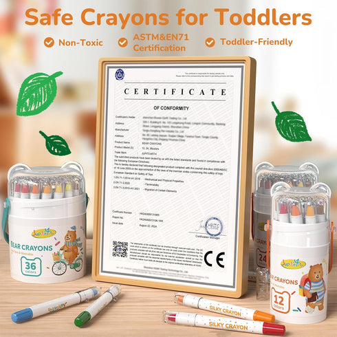 24 1-3 4-8, 2-4, JUPITEARTH Color Twist Crayons for Toddlers and Kids Non-Toxic Washable Crayons Ultra-Silky Easy-Grip