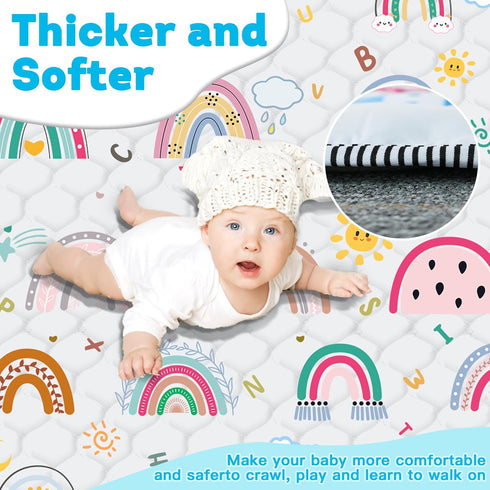 50" 50" Baby Play MatThick Soft X Playpen mat, Non-Slip and Machine Washable Baby Play Mats for Floor Crawling Mat