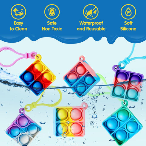 30 Pack 4-8,8-12 JOYIN Square Pop Fidget Keychain Pop Fidget Toys Bulk Party Favors for Kids Years, Birthday Goodie
