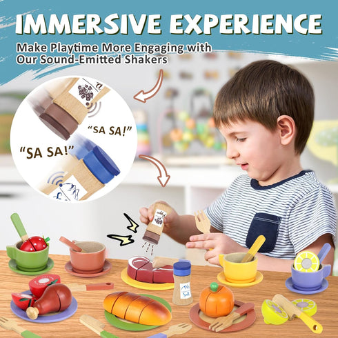 Set 1-3 3 4 5 Wooden Play Dishes and Plates for Kids Kitchen Accessories for Toddlers Cooking Toys Tea Cups for Kids
