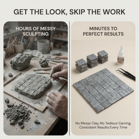 REDUCIO! Pack 100pcs) Dollhouse Miniature Paving Stones, Tiles for Modeling, Fairy Garden, and Tabletop Terrain, (Gray
