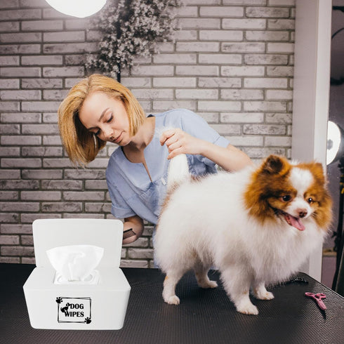 Klmnop 8.3L 4.9W 3.9H inch Dog Wipes Dispenser for Paw & Butt Cleaning, x x Wipe Holder with Lid, Refillable