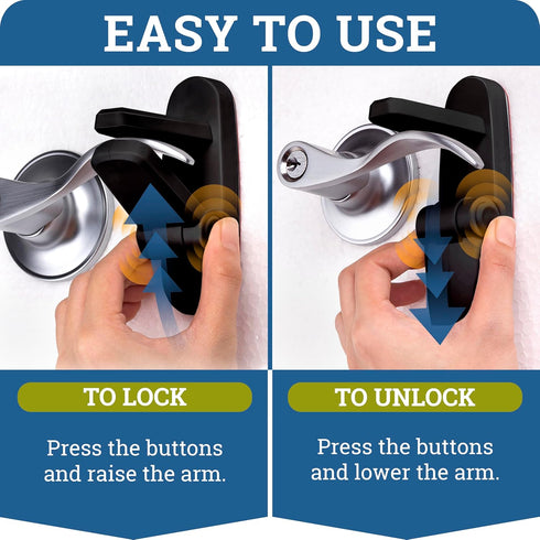 Door Lever Lock (3 Pack), Prevents Toddlers from Opening Doors, Easy One Hand Operation for Adults, Durable ABS (Black)