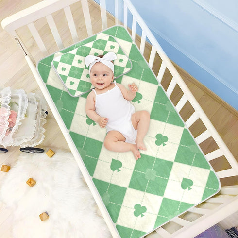SyXIOP 28" 52" Greem Beige Poker Cooling Baby Waterproof Crib Mattress Cover x Ultra Soft Pee Pads for Kids, Adult