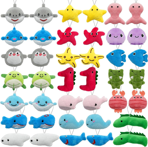 40 PCS Mini Ocean Animal Plush Toys Set, Cute Small Sea Creatures for Party Favors
