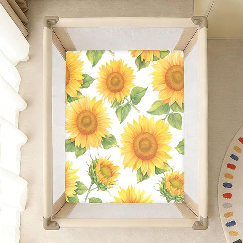 Bseiialft 52 28 Sunflowers Floral Crib Sheets for Boys Girls Soft and Breathable Cotton Baby Sheets for Standard Crib