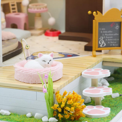 MAGQOO Dollhouse Miniature with Furniture DIY Wooden Dollhouse Kit Tiny House DIY House Kit Creative Room Idea Dust
