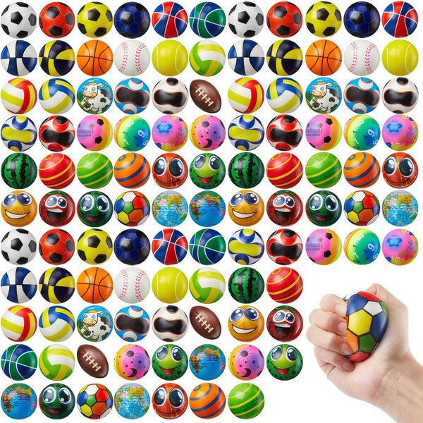 Yunsailing 108 Pcs Mini Stress Balls Bulk 2.4'' Sensory Fidget Ball Treasure
