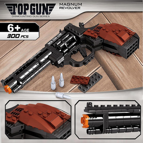 Pxawck 1:1 300 WW2 Set Lego,Playset 6+,Adults Revolver Building Bricks Gun Toy, PCS Military Toys Pistol Model Building