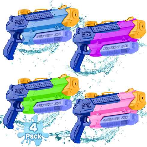 WOLKEK Water Guns for Kids Adults, 4 Pack 400CC Long Range High Capacity