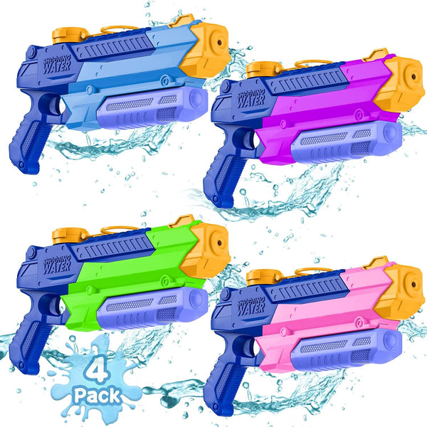 WOLKEK Water Guns for Kids Adults, 4 Pack 400CC Long Range High Capacity