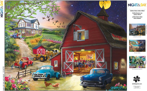 1000 Piece Jigsaw Puzzle for Adults - Farm Life Day and Night by Buffalo Games - Bigelow Illustrations - 26.75 x 19.75