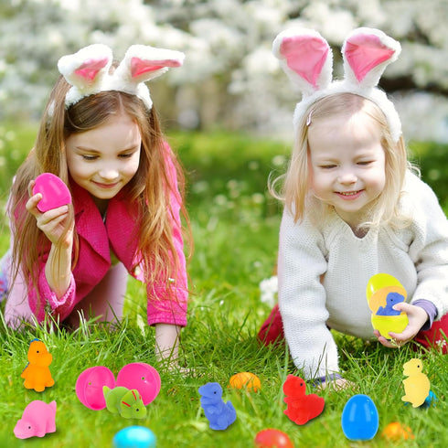 PaLeyFer 24 Pack Prefilled Easter Eggs with Squishy Dinosaur Toys inside for Kids, Easter Basket Stuffers Fillers Mochi