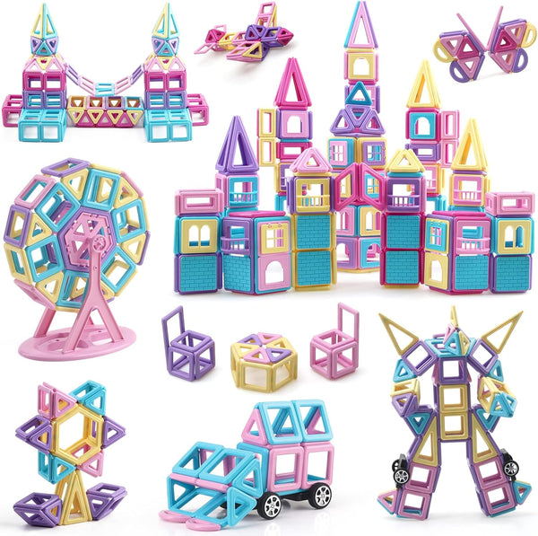 AOMIKS 199 PCS Mini Magnetic Building Blocks, 3D STEM Educational Toys for Girls & Boys, Birthday Gift for Ages 3-8