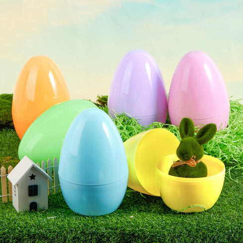 10" 6PCS JOYIN Jumbo Easter Eggs, Pastel Plastic Giant Eggs Empty Fillable for Easter Filling Treats Party Favor Hunt