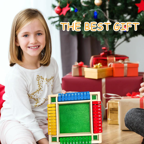 HENNAED 4-Player 8 4+ Shut The Box Game, Wooden dice Game with Dice and Shut-The-Box Instructions for Kids Adults