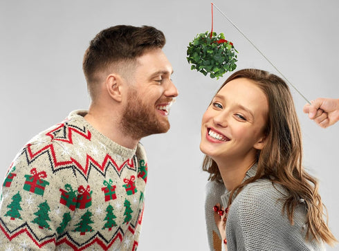 2-Pack Iconikal Extendable Mistletoe-On-A-Stick - Funny Christmas Gag Gift Photo Booth Prop Holiday Joke