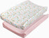 MY LITTLE ZONE Baby Changing Pad Covers Girl, 2-Pack Changing Table Sheets, Cotton Muslin Changing