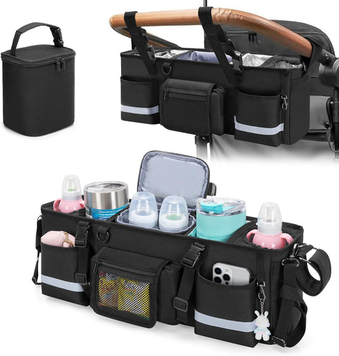 GRAOSO Parent Console Stroller Organizer Compatible with WONDERFOLD W4, with Four Insulated
