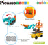 2-in-1 Playset 3+ PTU04 PicassoTiles Magnet Tiles Building Block Excavator & Backhoe Brick Compatible Construction