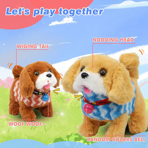 Hopearl Walking Dog Golden Retriever in Brown Vest - Interactive Electronic Pet Plush Toy Puppy Woof and Moving