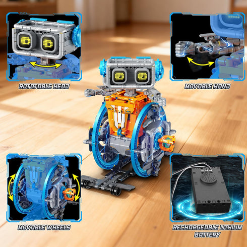 5-in-1 12+ Old(783 HiWEEGO RC Robot Toys with Changeable LED Eyes & Sound, App & Remote Control Rechargeable Robotics