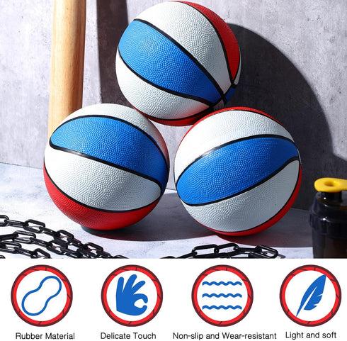 Vinsot 6 Pack Mini Basketballs with Pump - Red, White and Blue Mini Basketball Set for Indoor, Outdoor, Pool Parties