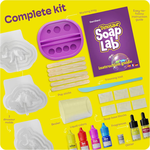 Dino Soap Making Kit for Kids - Dinosaur Science Toys, DIY Craft Kits for Ages 3-12, Easter Gifts